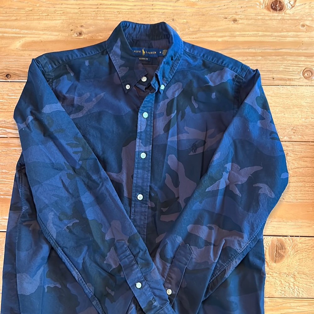Navy Camo Polo Button Down - NWOT